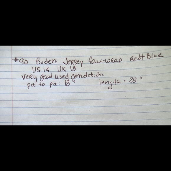 Boden Jersey Wrap Top US 14 blue and red - Picture 6 of 8